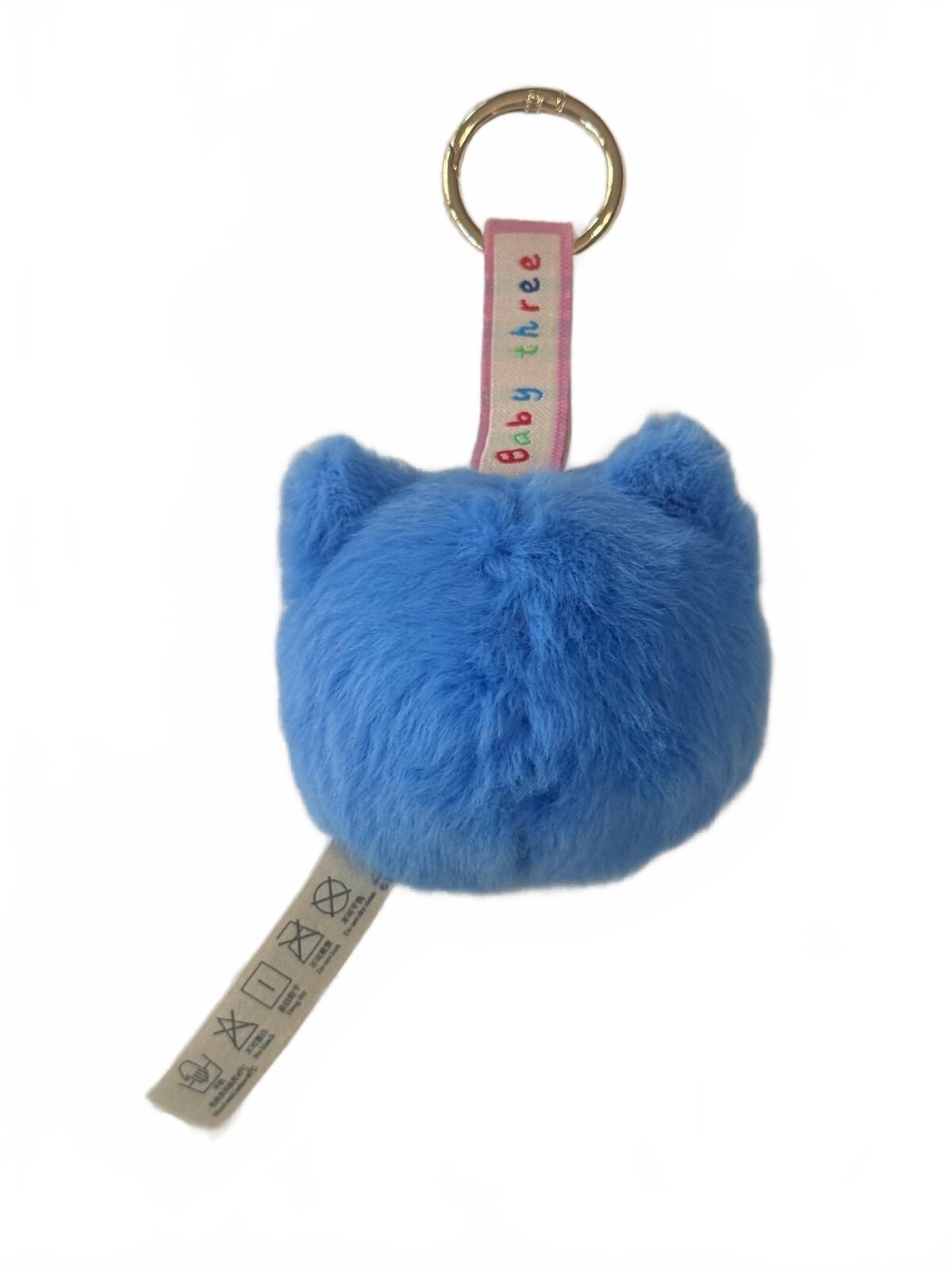 PopMart Baby Three Blue Plush Cat Face Keychain Cute Kawaii Y2K Accessory