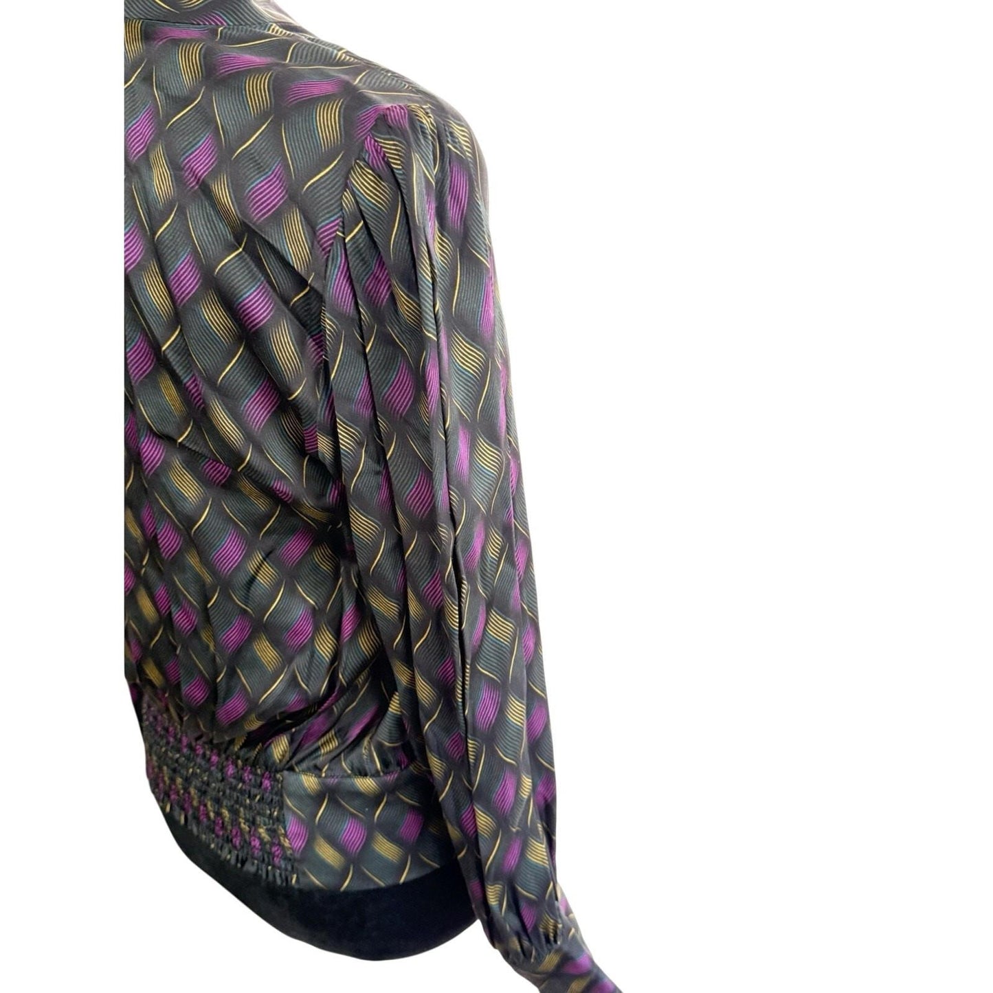 Etcetera Size 6 Abstract Pattern Print Blouse Long Sleeve V Neck