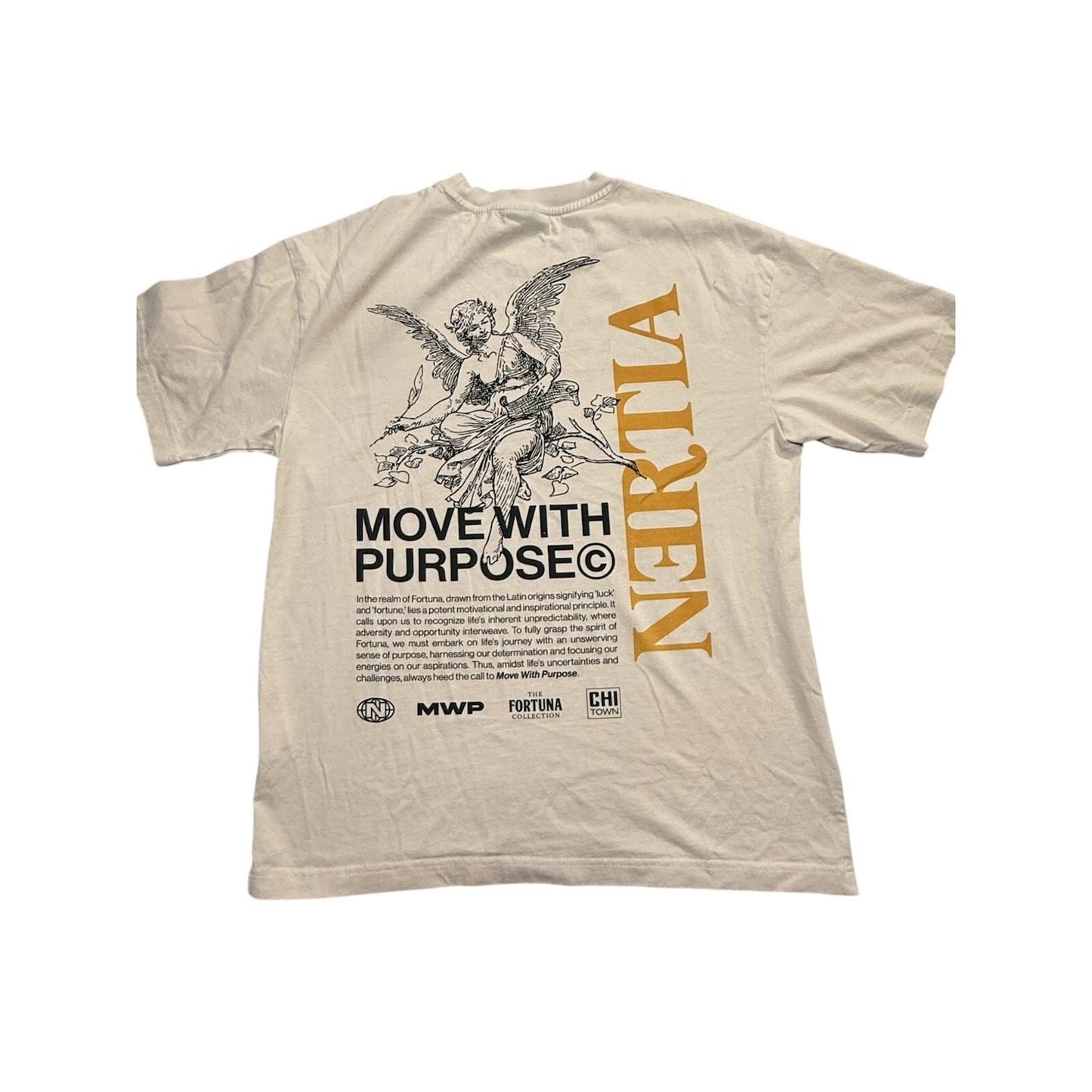 NERTIA Move with Purpose Graphic T-Shirt Mens Medium Beige Streetwear Urban M