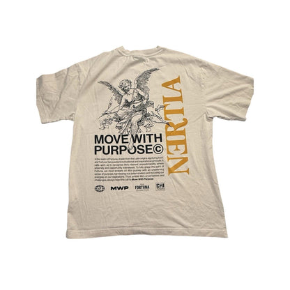 NERTIA Move with Purpose Graphic T-Shirt Mens Medium Beige Streetwear Urban M