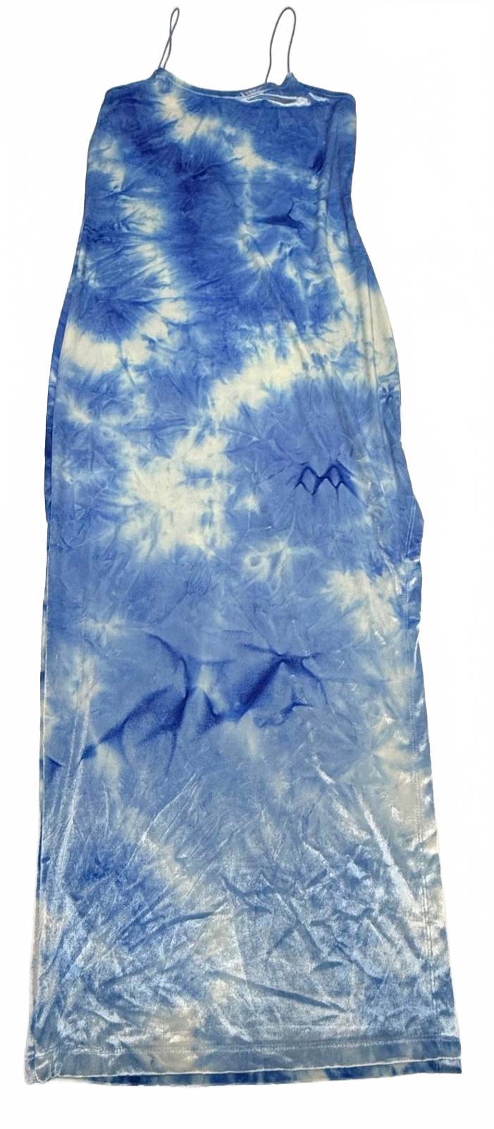 Derek Heart Blue and White Tie-Dye Maxi Dress Large