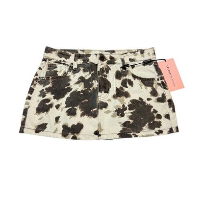 Celebrity Pink Cow Print Denim Mini Skirt LowRise Y2K Western Westerncore Size 3