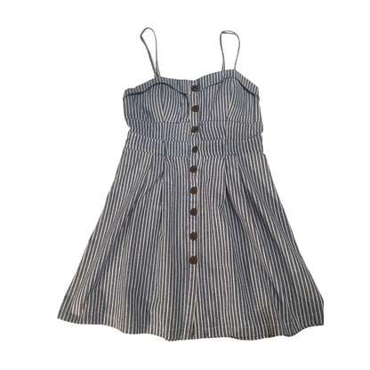 Womens Purple Snow White Striped Dress XL Navy Blue A-line Spring Dress Short