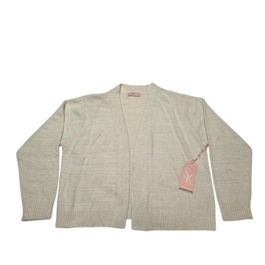 Sweet Kizz 3X Cream Open Front Cardigan Sweater Shimmer Knit Plus Size Cozy Soft