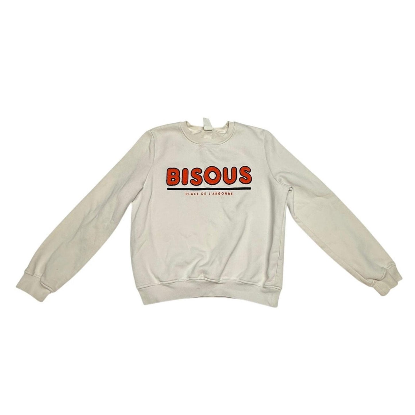 H&M Bisous Graphic Sweatshirt Small Cream Pullover Cozy Casual Streetwear Y2K