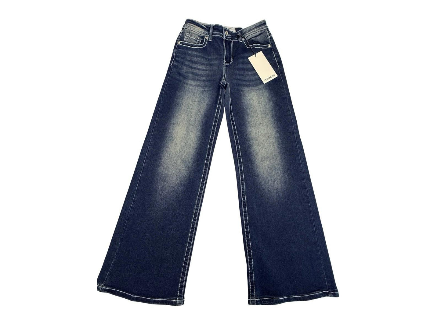 Telepatía Women’s Wide Leg Jeans Size 7/28 Mid Rise Rhinestone Pockets Y2k Style