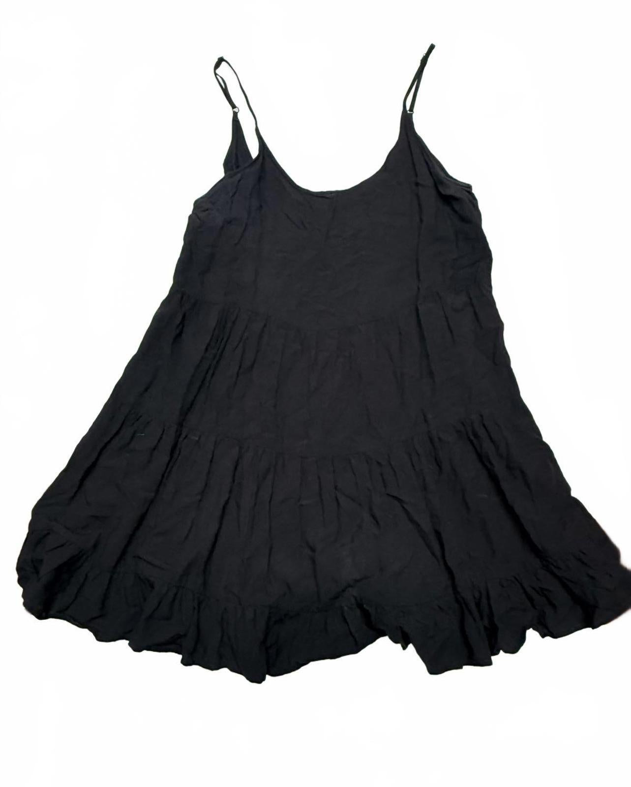 LC Lauren Conrad Black Tiered Mini Dress - Sleeveless Babydoll Sun Dress - M