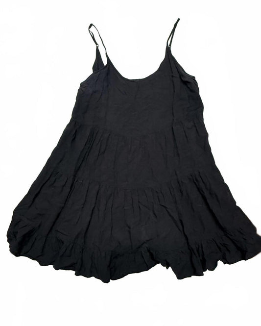 LC Lauren Conrad Black Tiered Mini Dress - Sleeveless Babydoll Sun Dress - M