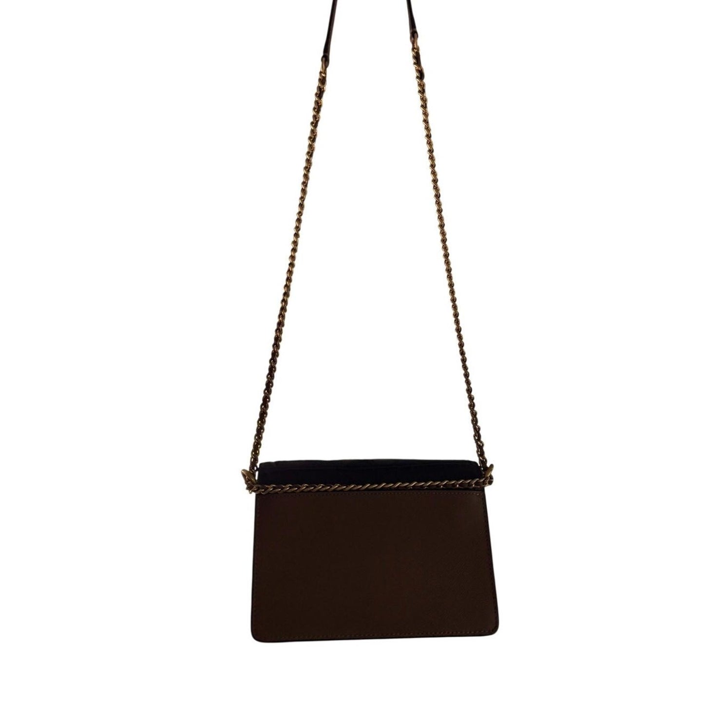 Tory Burch Black Brown Croc Embossed Leather ChainCrossbody Bag Purse