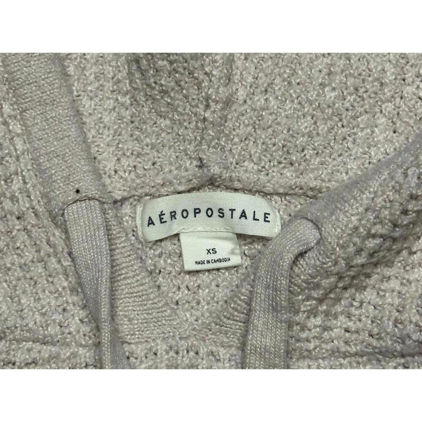 Aeropostale Women's XS Cropped Hoodie Sweater Beige Knit