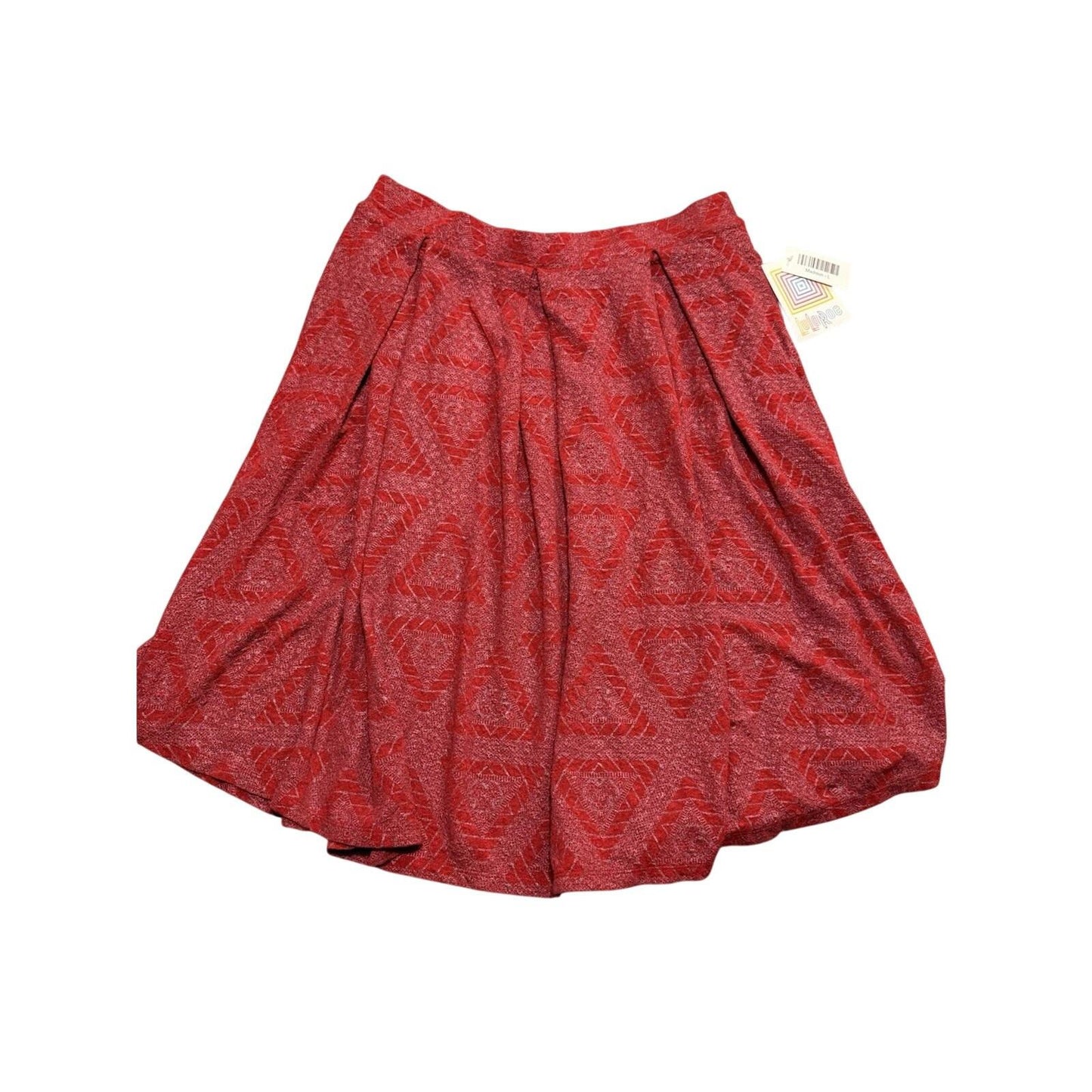 LuLaRoe Women’s Red Jacquard Skirt Size L Flowy A-Line Geometric Pattern New NWT