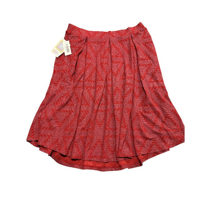 LuLaRoe Women’s Red Jacquard Skirt Size L Flowy A-Line Geometric Pattern New NWT