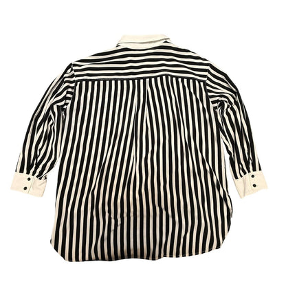 Karl Lagerfeld Paris Women's Striped Button Up Shirt Black White Size L Women’s