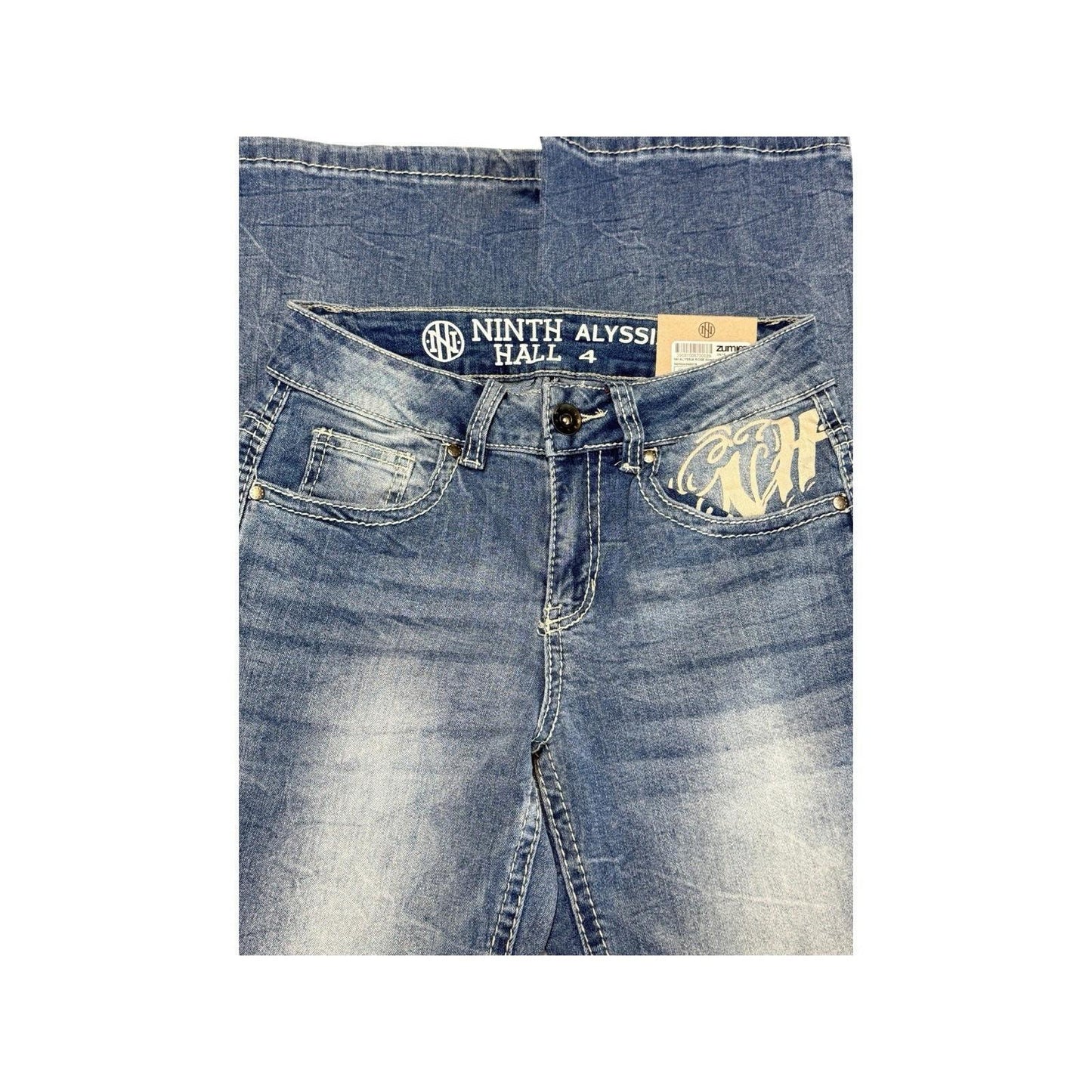 Ninth Hall Women’s Flare Jeans Size 4 Embroidered Flame Rose Pockets Y2K NWT