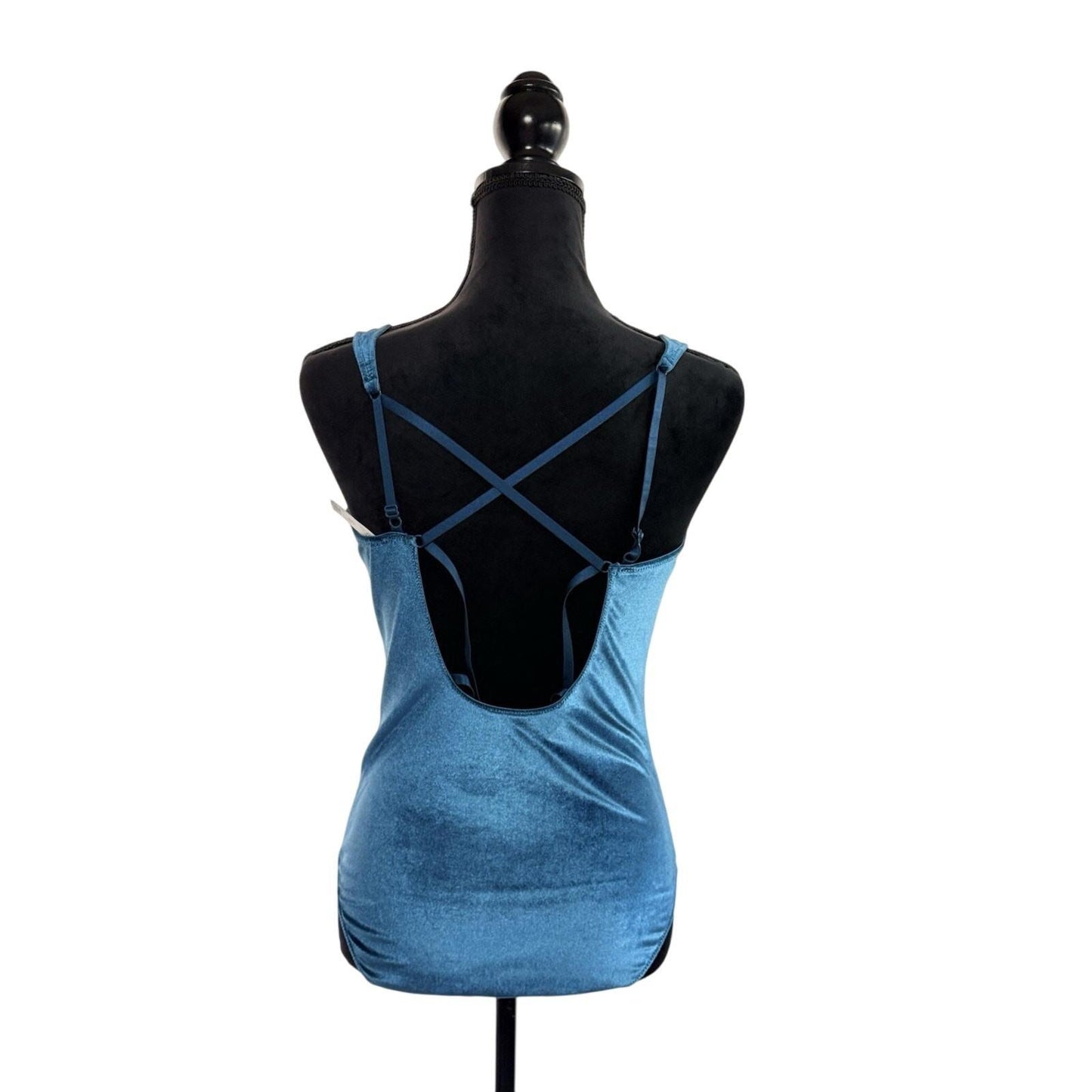 Gilligan & O'Malley Teal Velour Bodysuit Size Medium Women's Spaghetti Strap NWT