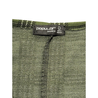 Popular Basics Green Plaid Bodycon Dress Womens Size L Sleeveless Stretch Casual
