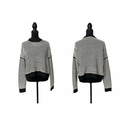 Forever 21 Women’s Black White Striped Sweater Size XL Oversized Knit Sweater