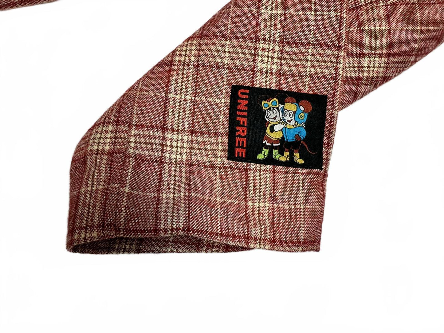 Plaid Double-Breasted Blazer with Back Graphic