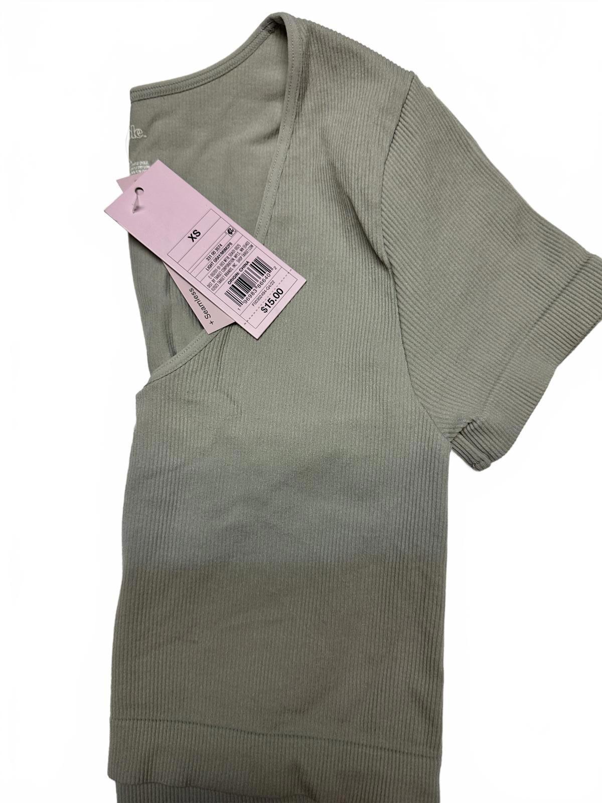 Wild Fable Ribbed V-Neck Crop Top XS Sage Green