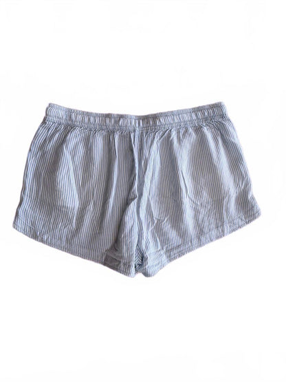 H&M LOGG Blue White Striped Linen Blend Drawstring Shorts Coastal Nautical M