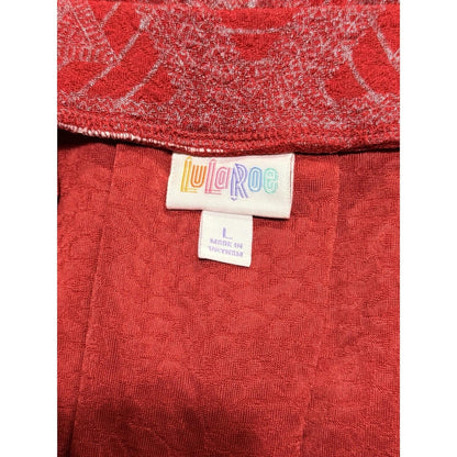 LuLaRoe Women’s Red Jacquard Skirt Size L Flowy A-Line Geometric Pattern New NWT