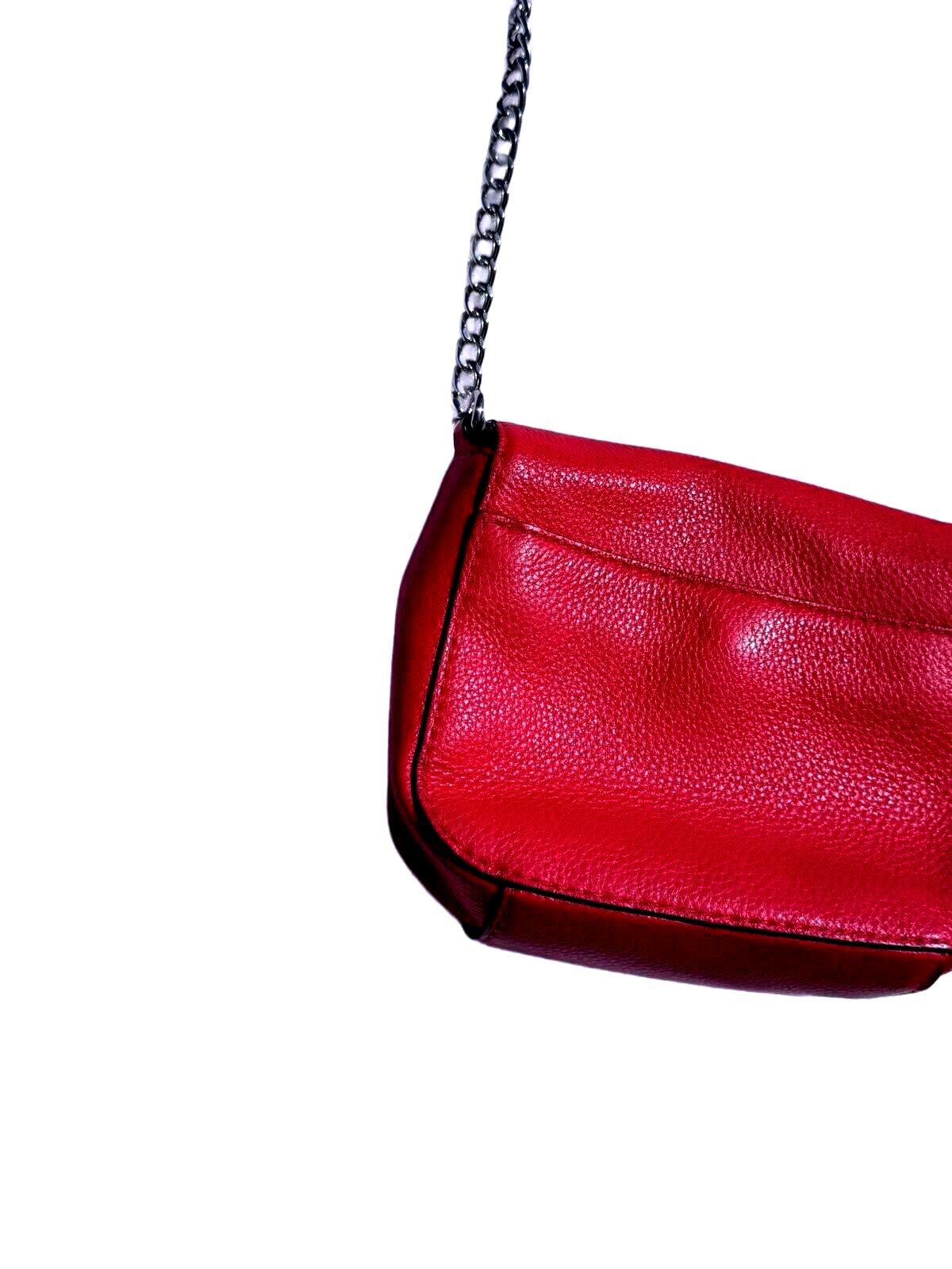 Michael Kors Fulton Crossbody Bag Red Pebbled Leather MK Logo Chain Shoulder bag