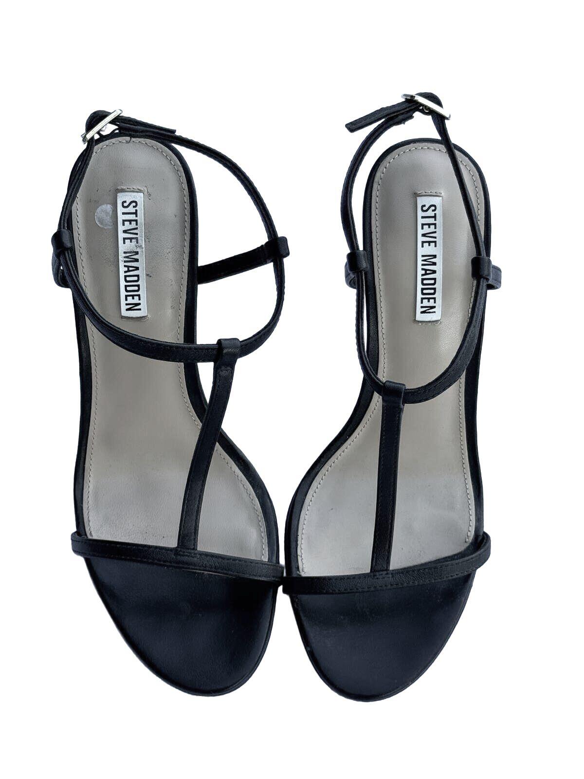 Steve Madden Black Strappy Ankle Strap Stiletto Sandals Heeled Dress Shoes Y2K