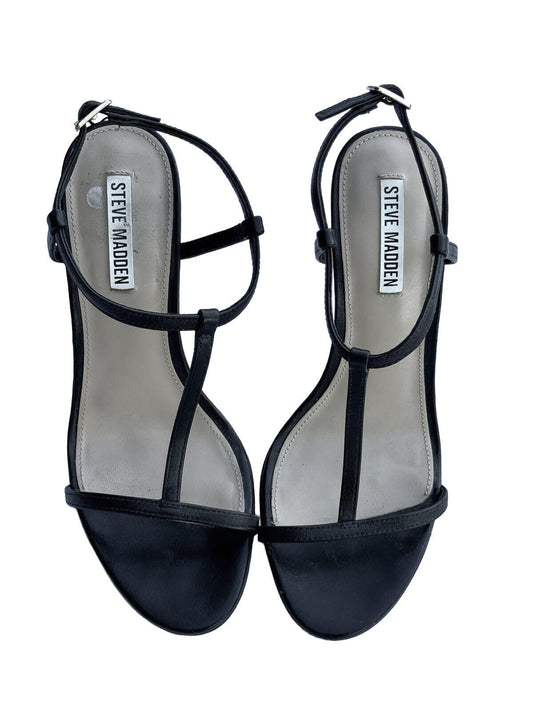 Steve Madden Black Strappy Ankle Strap Stiletto Sandals Heeled Dress Shoes Y2K