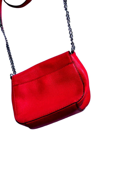 Michael Kors Fulton Crossbody Bag Red Pebbled Leather MK Logo Chain Shoulder bag