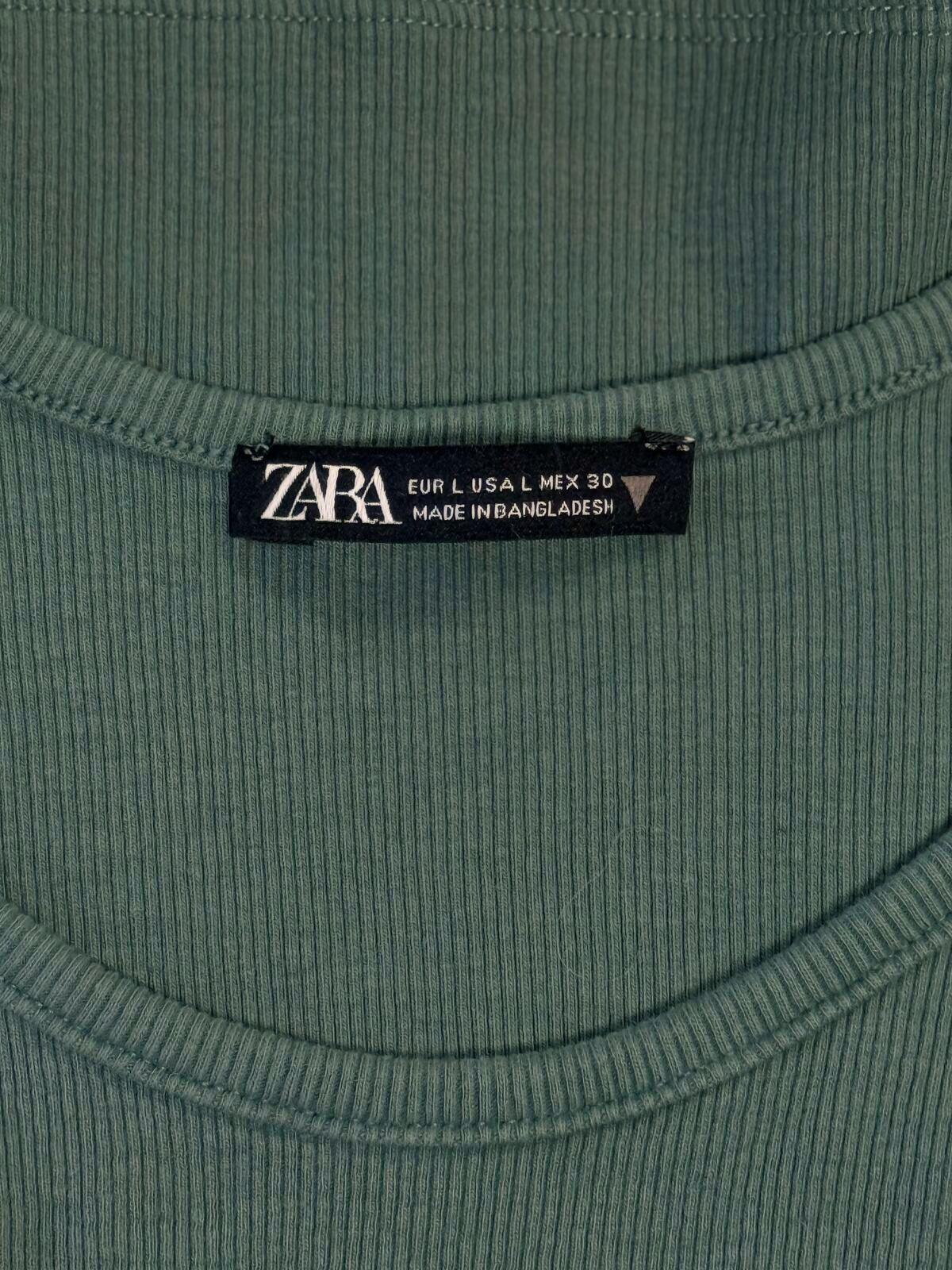 Zara Sage Green Ribbed Halter Tank Top Size Small S Minimalist Summer Cropped