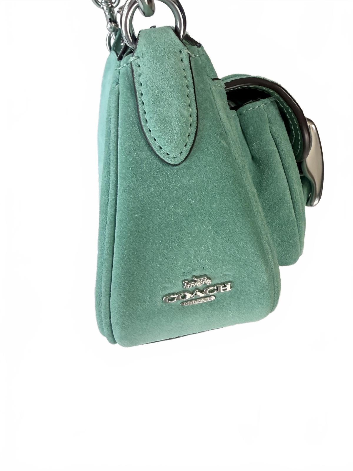 Coach Ashton Suede Shoulder Bag Mint Green Y2K Style Mini Crossbody Purse Silver