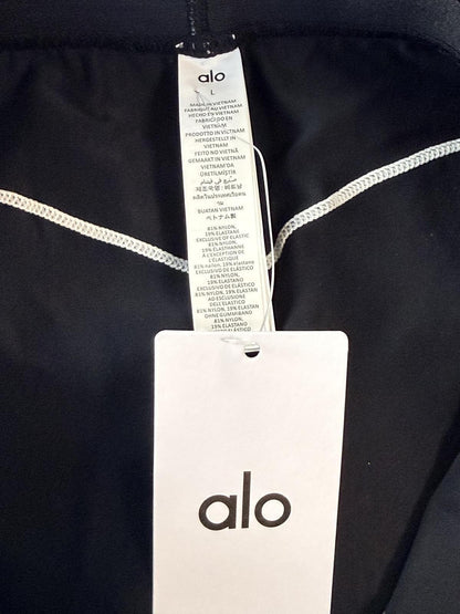 Alo Yoga Black White Piping Activewear Set Sports Bra & High-Waist Leggings