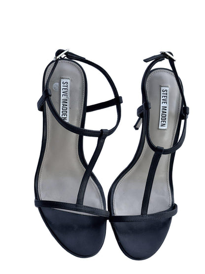 Steve Madden Black Strappy Ankle Strap Stiletto Sandals Heeled Dress Shoes Y2K