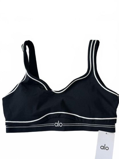 Alo Yoga Black White Piping Activewear Set Sports Bra & High-Waist Leggings