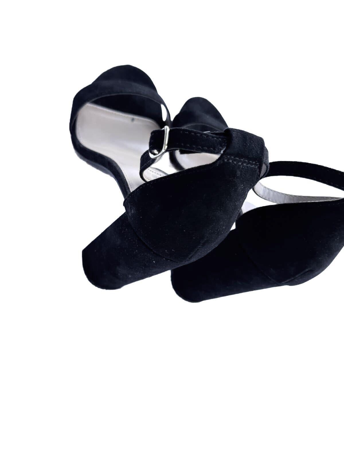 Merona Black Suede Ankle Strap Sandals | Minimalist Y2K Vintage-Inspired Dressy