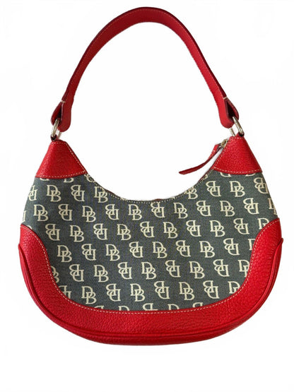 Dooney & Bourke Vintage Red Leather Logo Monogram Hobo Shoulder Bag