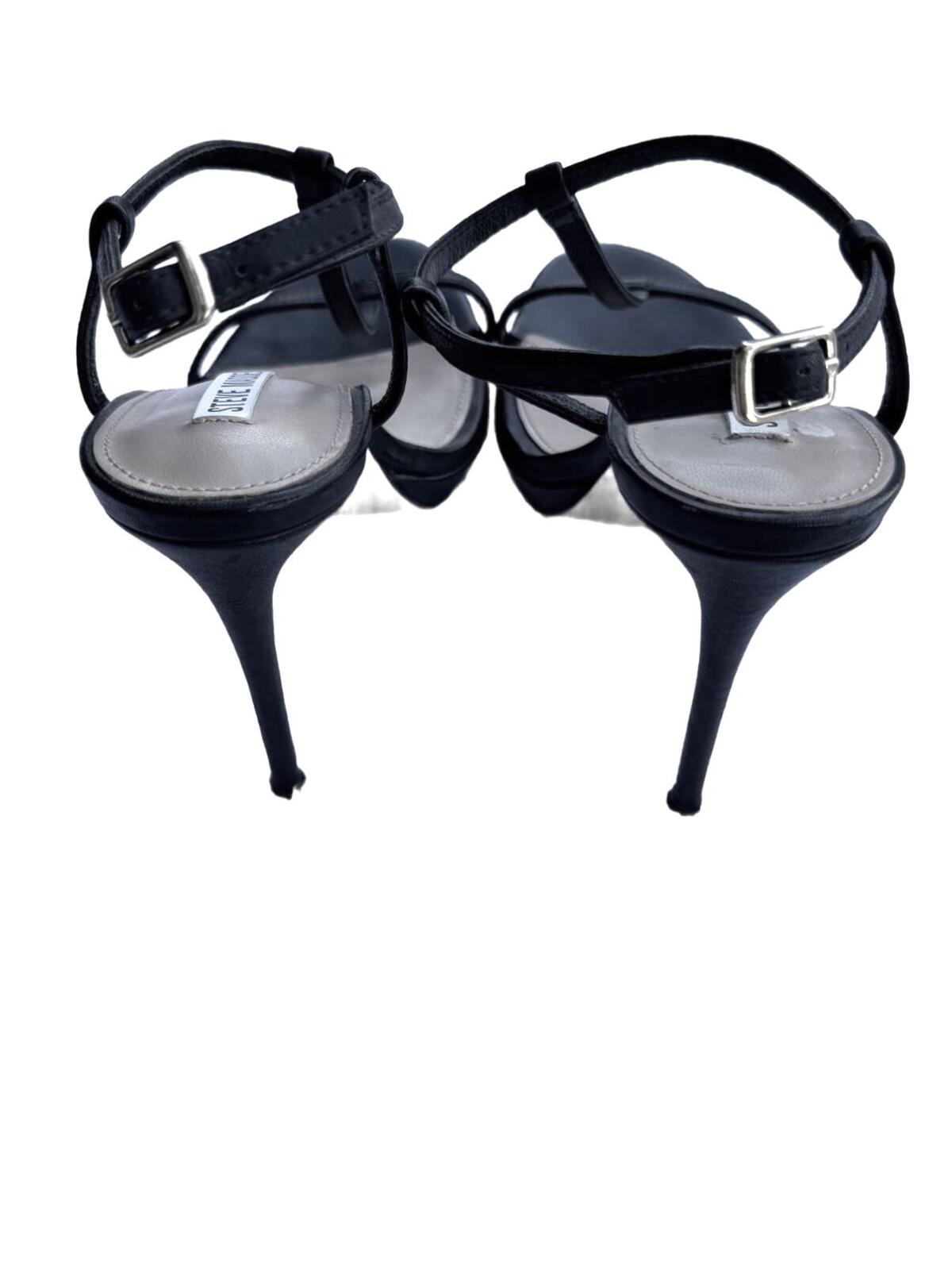 Steve Madden Black Strappy Ankle Strap Stiletto Sandals Heeled Dress Shoes Y2K