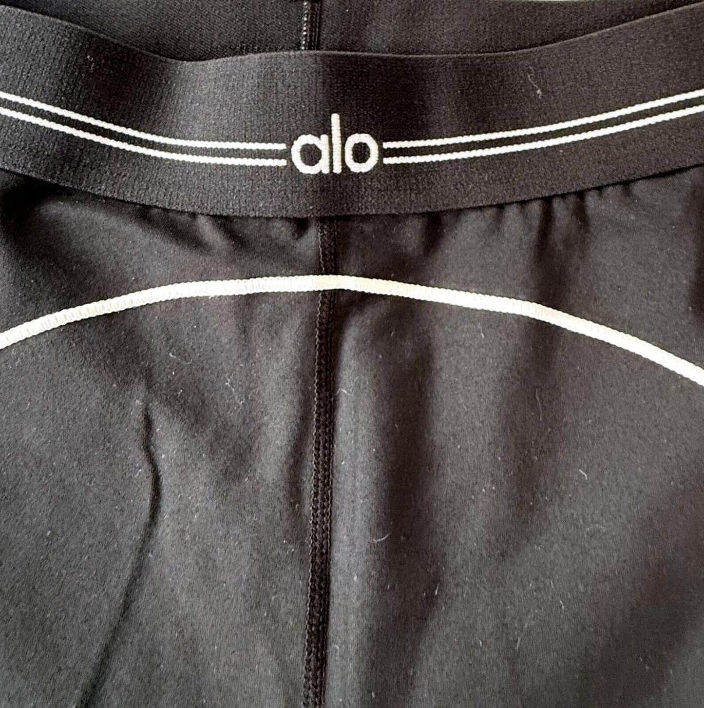 Alo Yoga Black White Piping Activewear Set Sports Bra & High-Waist Leggings