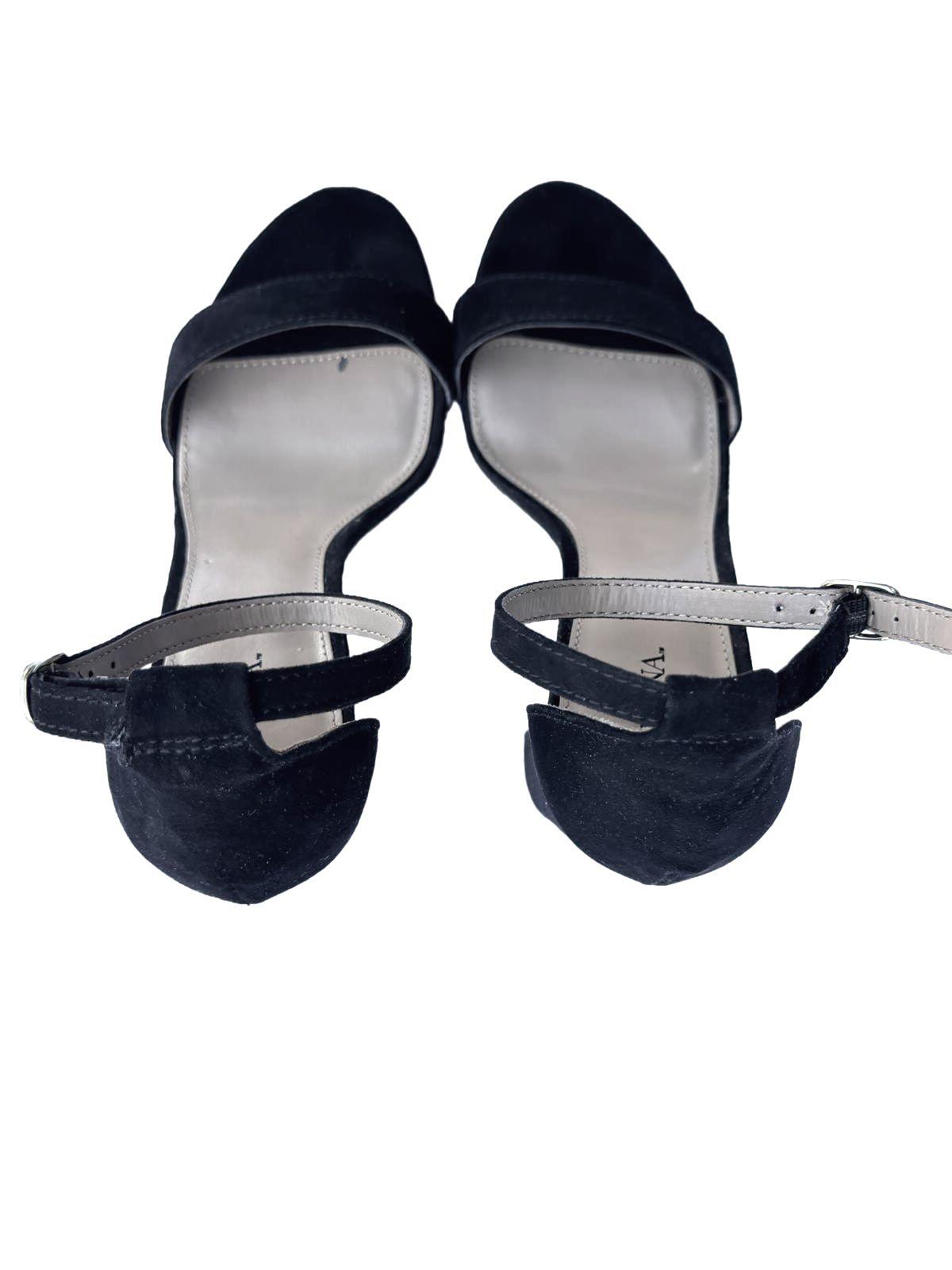Merona Black Suede Ankle Strap Sandals | Minimalist Y2K Vintage-Inspired Dressy