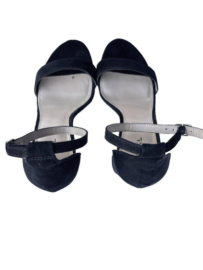 Merona Black Suede Ankle Strap Sandals | Minimalist Y2K Vintage-Inspired Dressy