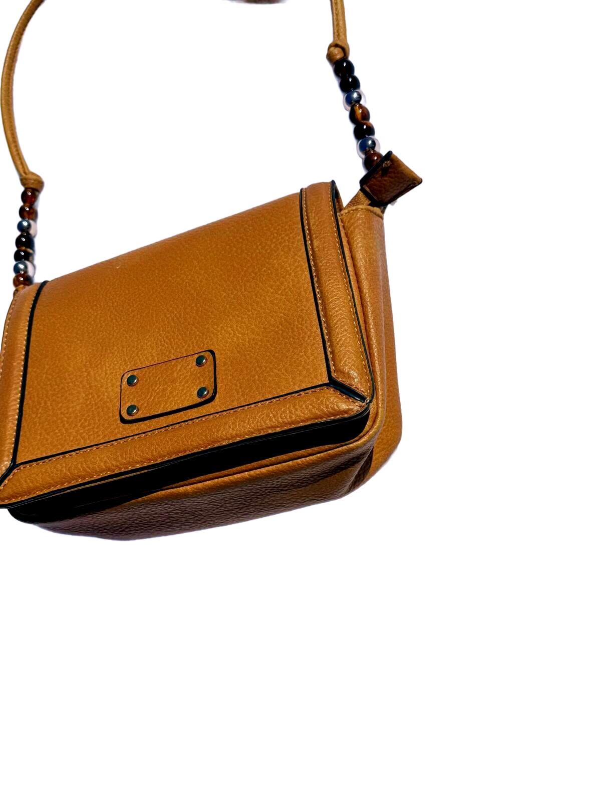 Cognac Brown Leather Crossbody Bag Convertible Clutch Shoulder Purse Y2k