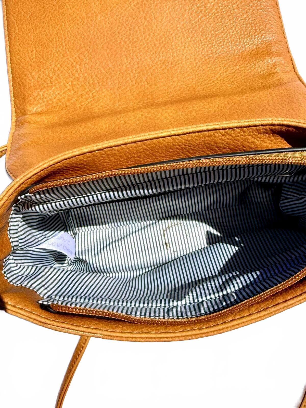 Cognac Brown Leather Crossbody Bag Convertible Clutch Shoulder Purse Y2k