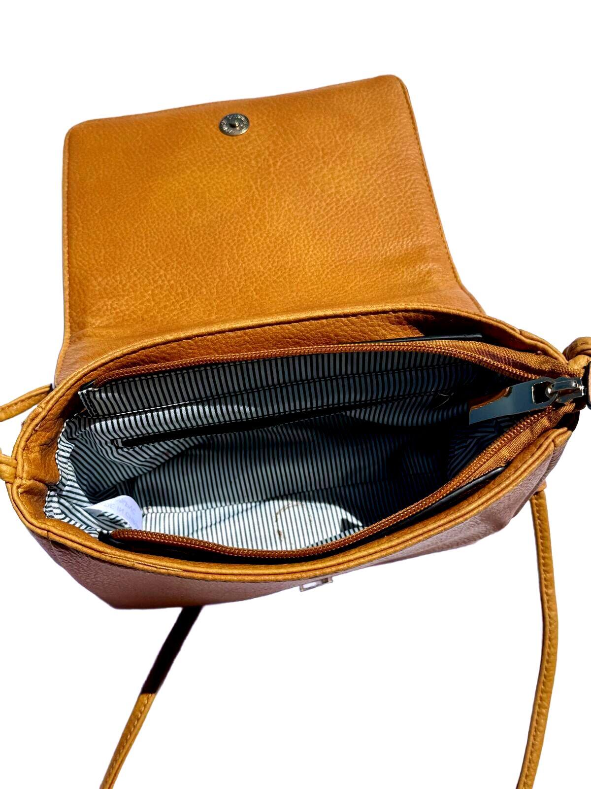 Cognac Brown Leather Crossbody Bag Convertible Clutch Shoulder Purse Y2k