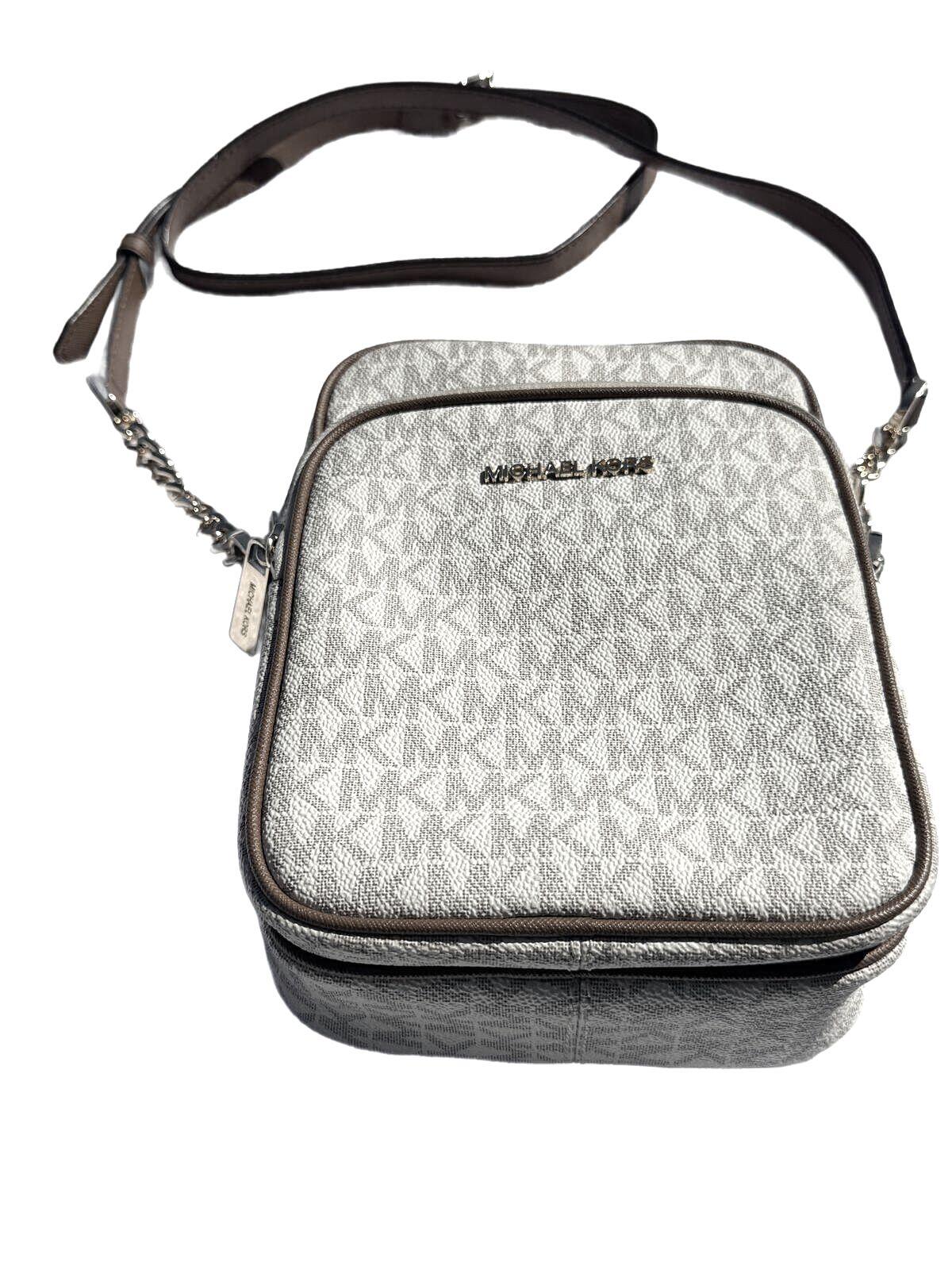 Michael Kors Jet Set Medium Crossbody Bag Signature MK Logo Messenger Purse Grey