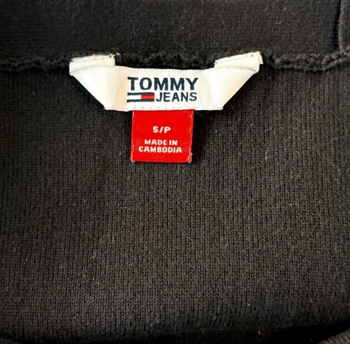 Tommy Jeans Black Ribbed Knit Cropped Tank Top Size S Y2K Streetwear