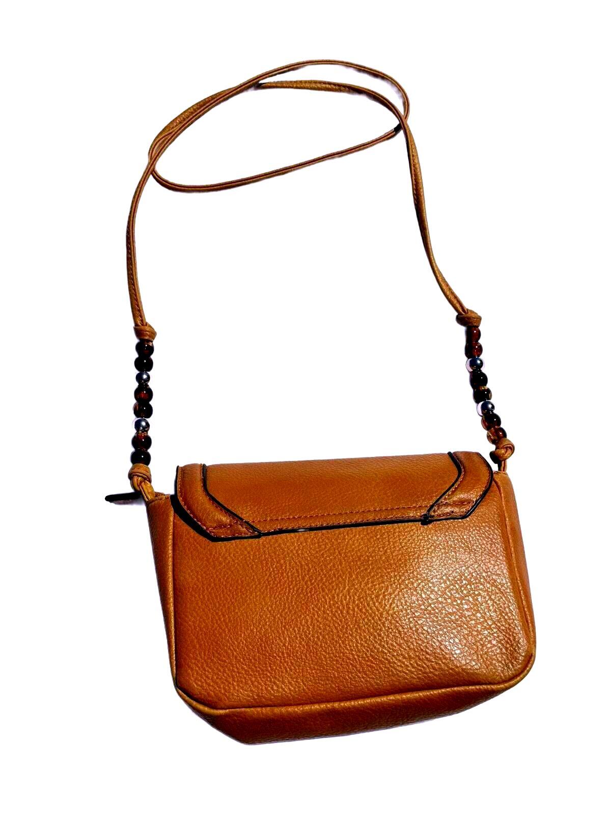 Cognac Brown Leather Crossbody Bag Convertible Clutch Shoulder Purse Y2k