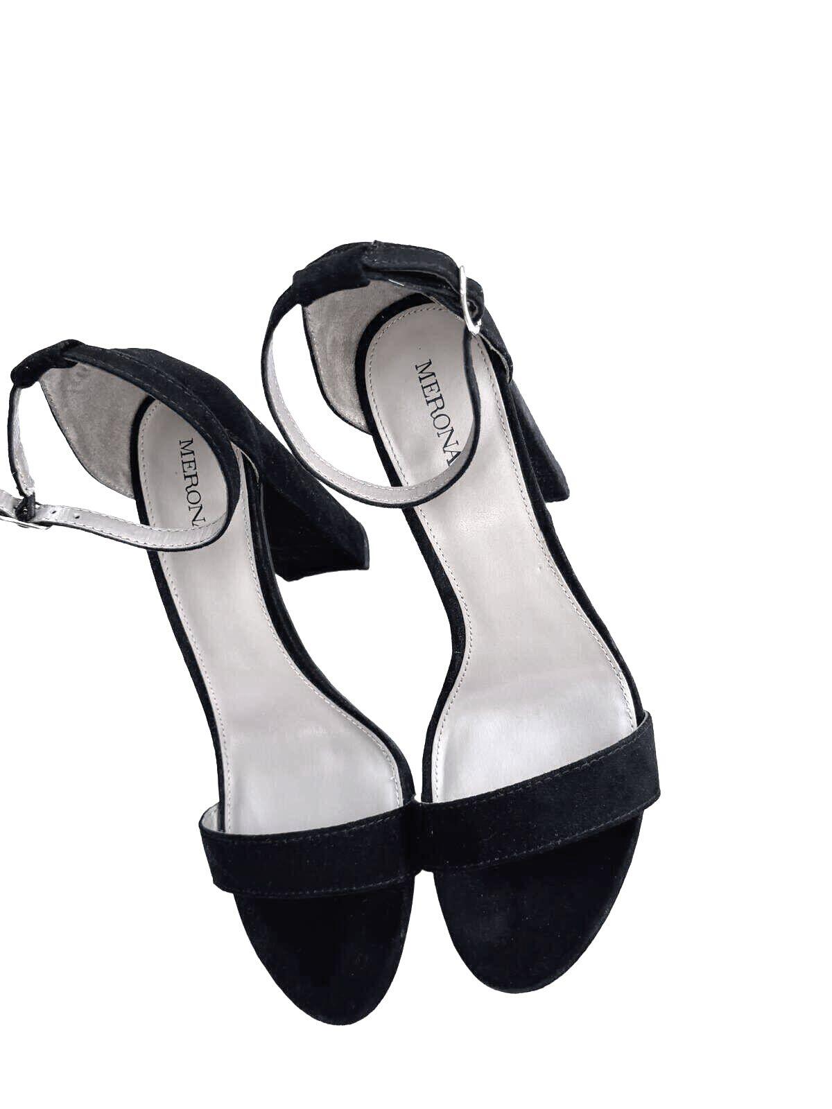 Merona Black Suede Ankle Strap Sandals | Minimalist Y2K Vintage-Inspired Dressy
