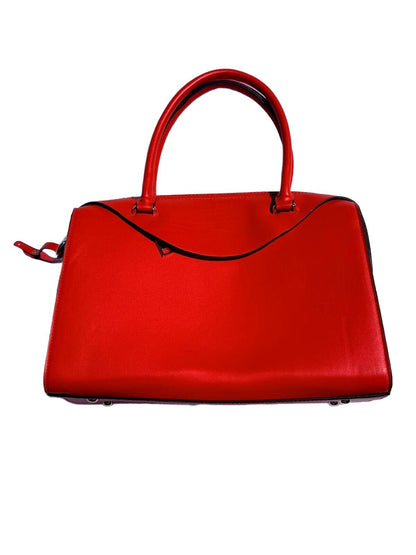 Red Leather Satchel Handbag Vintage Classic Top Handle Shoulder Bag Tote Purse