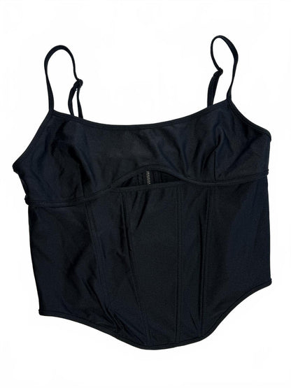 Forever 21 Black Corset Top Cropped Bustier Cami Sleeveless Streetwear Size L