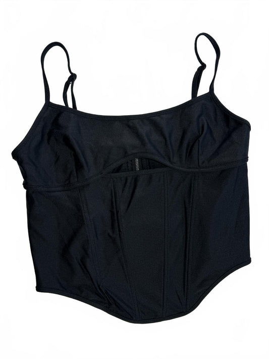 Forever 21 Black Corset Top Cropped Bustier Cami Sleeveless Streetwear Size L